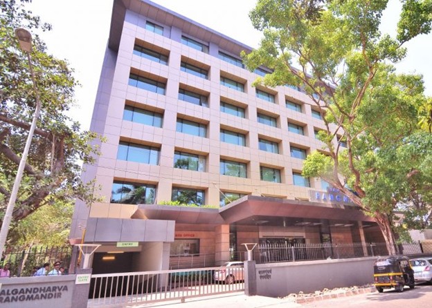 Exterior view of Bal Gandharva Rang Mandir building in Bandra, Mumbai