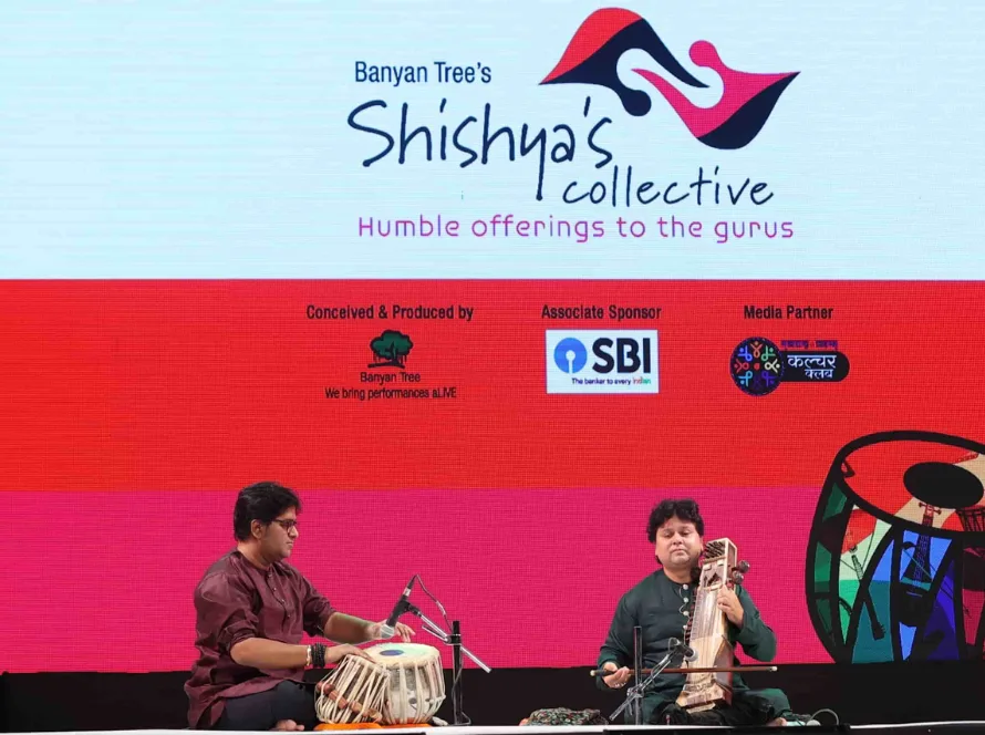 Artists performing a classical cultural show at Balgandharva Rangmandir