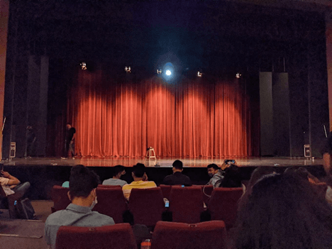 Interior of Balgandharva Rangmandir, famous auditorium in Mumbai for theatre shows