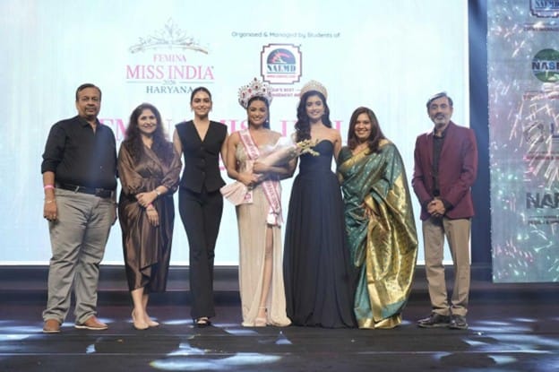 Femina Miss India Maharashtra 2026 winner Rajnandini Pawar during stage shows in Mumbai