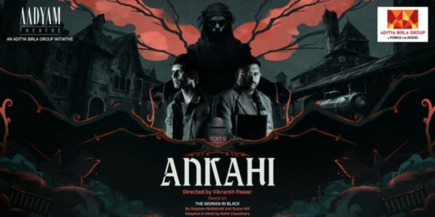 Ankahi theatre play banner featuring a suspenseful stage performance, part of upcoming events in Mumbai