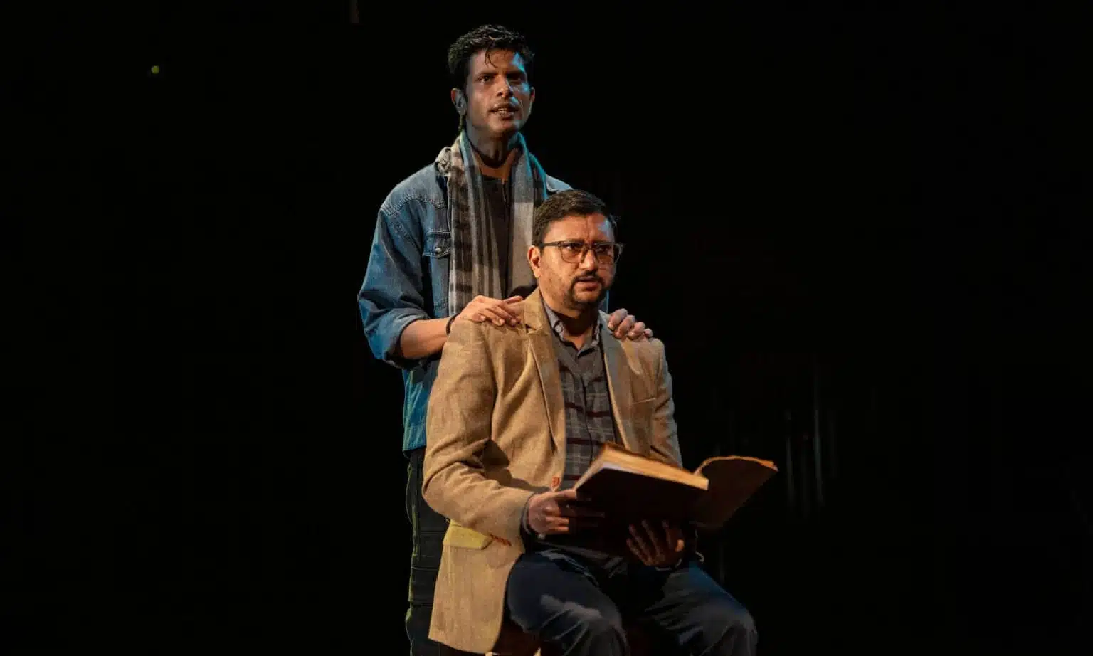 Scene from the Hindi play Ankahi performed at Balgandharva Rangmandir