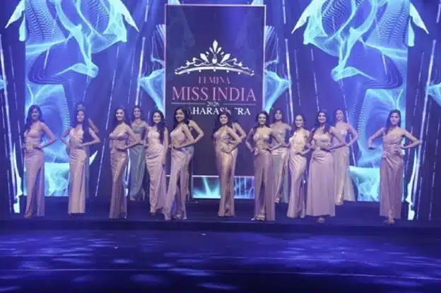 Femina Miss India Maharashtra 2026 winner Rajnandini Pawar at Balgandharva Rangmandir